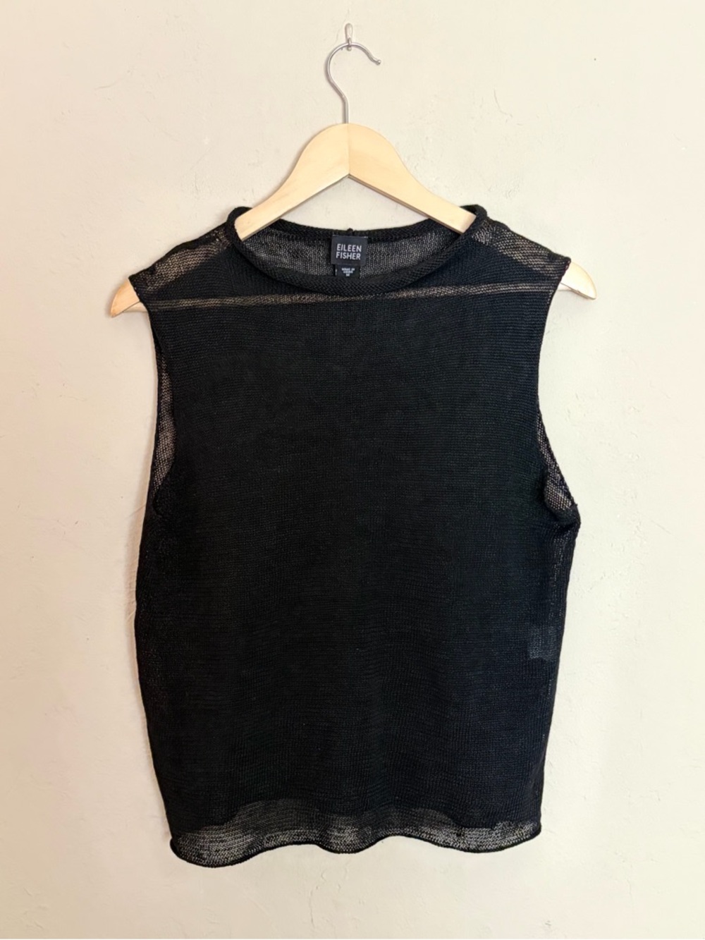 Eileen Fisher Sheer Rolled Neck Knit Tank